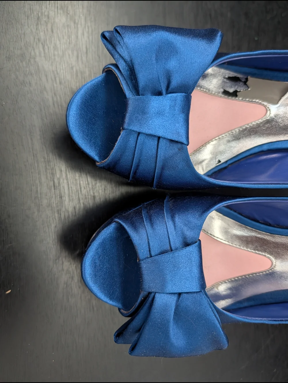 Paris Hilton Satin Platform Peep-Toe Wedge Heels with Bow